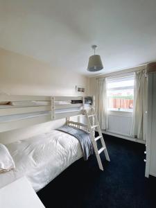 a bedroom with a bunk bed and a ladder at Highthel Holiday Home by the Northumberland Coast in Morpeth