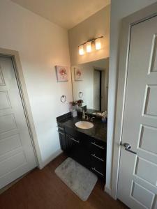 a bathroom with a sink and a mirror at BEAUTIFUL STUDIO 7MIN FROM THE GALLERIA MALL in Houston