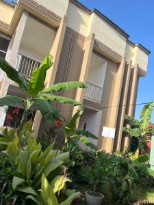 un edificio con un montón de plantas delante de él en Hua Rui Hôtel 华睿之家 en Lomé