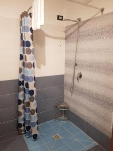 um chuveiro na casa de banho com uma cortina de chuveiro em Le Mulinare - Bed & Breakfast em Drapia