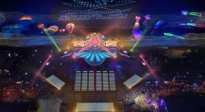 an overhead view of a stage with colorful lights at CoolSea Panorama Superview Nha Trang Apartment in Nha Trang +103 photos