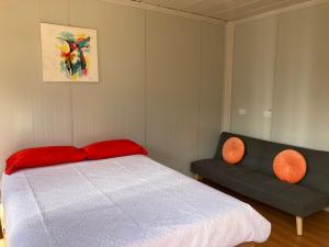 1 dormitorio con 1 cama y 1 sofá en Mario's Lodge Providencia, en Copey