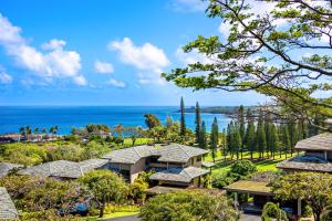 an aerial view of a resort with the ocean in the background at Kapalua Ridge Villa 1723-24 in Kahana