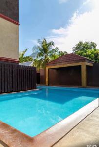 a swimming pool in front of a house at Metcalfe Luxury One bedroom Suite in Kingston