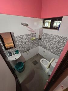 bagno con servizi igienici e lavandino di Geetha Ravi Nilayam a Palakkad