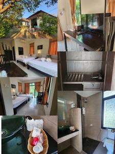 ダムヌーンサドゥワックにあるBaan Klong Resortのホテルの部屋の写真のコラージュ