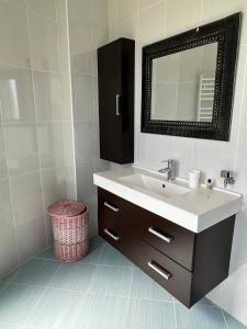 La salle de bains est pourvue d'un lavabo et d'un miroir. dans l'établissement Le Domaine Green Paradise, à Ulcinj