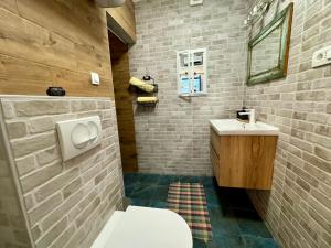een badkamer met een toilet en een wastafel bij Apatmani Budić in Jadranovo
