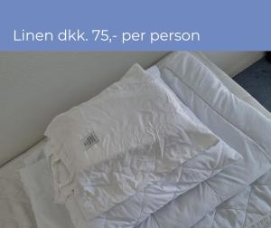 almohada blanca encima de la cama en Danhostel Rønde, en Rønde