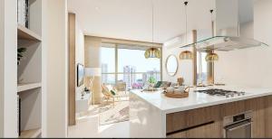 Η κουζίνα ή μικρή κουζίνα στο Breathtaking Ocean Front Beach condo in Rodadero Beach