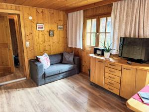 ein Wohnzimmer mit einem Sofa und einem TV in der Unterkunft Apartment Helmreich-1 by Interhome in Sankt Gallenkirch