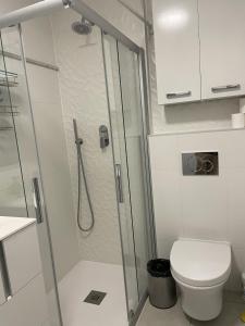 a bathroom with a shower and a toilet at Chambre suite privée à Boulogne in Boulogne-Billancourt