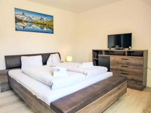 une chambre avec un grand lit et une télévision à écran plat dans l'établissement Apartment Henry's 300 by Interhome, à Interlaken