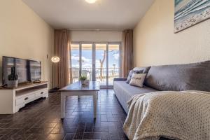 a living room with a couch and a television at Apartamentos DMS V Arysal in Cambrils