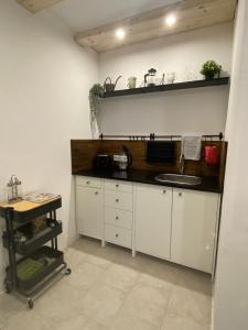 a kitchen with a sink and a counter at Ferienvermietung Kallenbachtal in Löhnberg