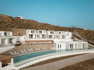 a rendering of a resort with a swimming pool at Mykonos Flow Super Paradise, Adults Only by Mr and Mrs White in Super Paradise Beach +36 photos