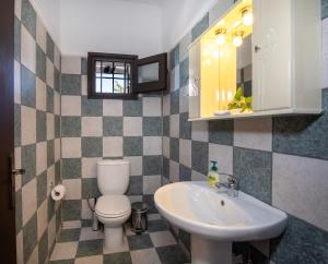 a bathroom with a toilet and a sink at Villa Olivia in Chania Town