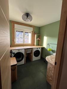 a laundry room with a washer and dryer at Le Balcon de Bramont in La Bresse +49 photos