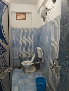 a bathroom with a toilet and a shower stall at Hotel Shobha and Tent House in Patrātu