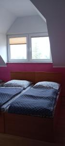 - 2 lits dans une chambre avec 2 fenêtres dans l'établissement Orzechowy Raj, à Lechów