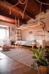 een kamer met een stapelbed en een ladder bij Social Garden - Sharing Room in Calci