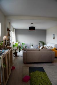 - un salon avec un canapé et des plantes dans l'établissement Golden Fjord-View, à Bergen