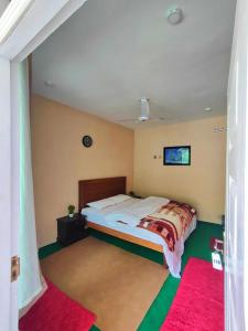 ein Schlafzimmer mit einem großen Bett in einem Zimmer in der Unterkunft Trout Villa in Skardu