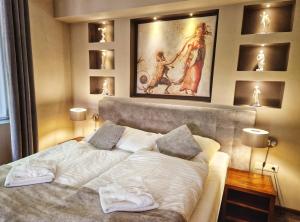 Postel nebo postele na pokoji v ubytování In Spirit, hotel v Rožnovském pivovaru - Pivní Lázně, Wellness & Čokoládovna