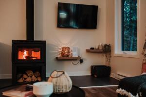 TV a/nebo společenská místnost v ubytování Nature & lake access Tremblant + 45 fotografií