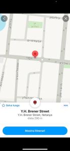 a screenshot of a google maps screen with a red dot at Romy boutique in Netanya