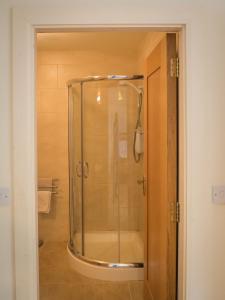 a shower with a glass door in a bathroom at 17 Canons Lane in Clifden