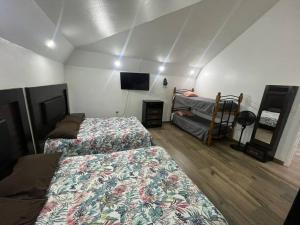 een slaapkamer met 2 bedden en een tv. bij GR20acd Mary in Cuauhtémoc