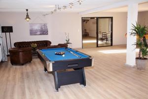 a living room with a pool table and a couch at Domaine de la Noiseraie - Suites spacieuses in Belleville-sur-Saône +8 photos