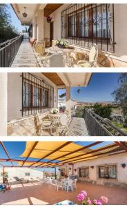 two pictures of a building with a table and chairs at Casa Chalet Venta Ruizo in Lorca