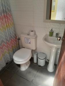 a bathroom with a toilet and a sink at Ríos que nos unen in Colonia del Sacramento