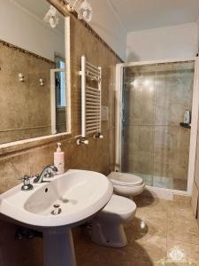 a bathroom with a sink and a toilet and a shower at Casa belvedere in Anzio