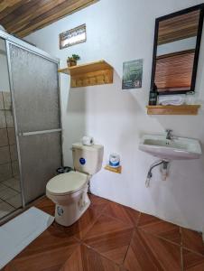 a bathroom with a toilet and a sink at El Nido Lodge in Monteverde Costa Rica +33 photos
