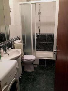 a bathroom with a shower and a toilet and a sink at Apartments with a parking space Split - 22800 in Split