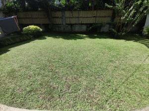 a yard with green grass in front of a fence at Studio at Berry Road in Suva