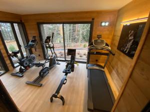 Posilňovňa alebo fitness centrum v ubytovaní Évasion luxueuse avec spa privatif, golf et activités pour tous au Chambon-sur-Lignon - FR-1-582-369