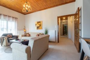 a living room with two couches and a table at Elviras houses II in Agria