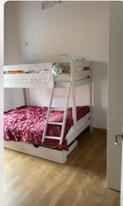 een slaapkamer met 2 stapelbedden in een kamer bij Maison Basque mitoyenne tout confort in Hendaye
