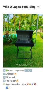 a post with a picture of a grill in a yard at Afamosa Villa with private pool by BeeStay in Kampong Alor Gajah
