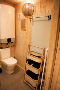 斯托尼拉斯奇的住宿－4 Żywioły -całoroczne jurty w Sudetach，一间带卫生间和毛巾架的浴室