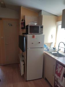 Kuchyň nebo kuchyňský kout v ubytování Mobil home A 04