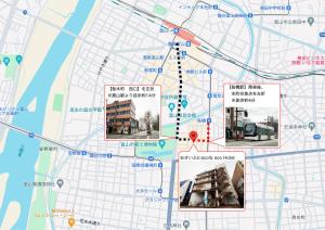 富山市にあるecoHotelの建物改修案地図