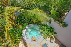 an overhead view of a swimming pool with plants at Maisha Nungwi in Nungwi