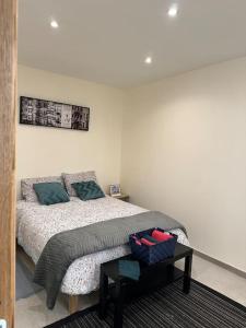 Ένα ή περισσότερα κρεβάτια σε δωμάτιο στο Appartement lumineux et clim