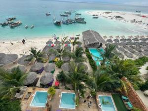 an aerial view of the beach and the ocean at SunSeaBar Beach Resort in Kendwa