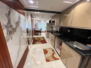 a kitchen with a sink and a counter top at Private Chalet in Porto Sokhna Pyramids in Ain Sokhna